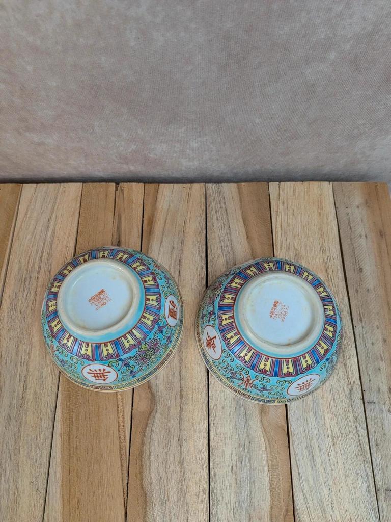 Service chinois vintage pour 2 personnes – porcelaine Mun Shou