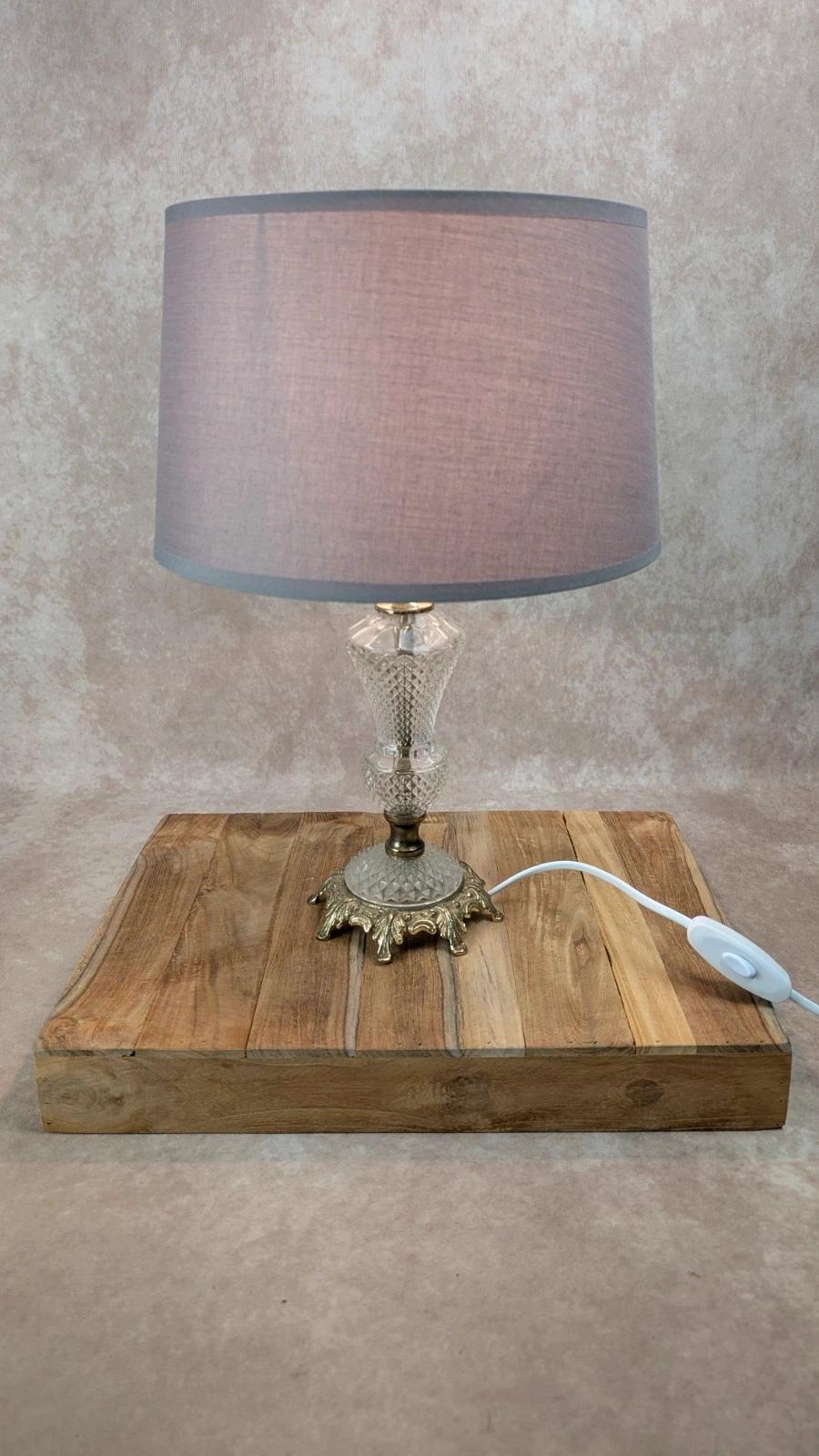 Lampe vintage verre et laiton années 50-60