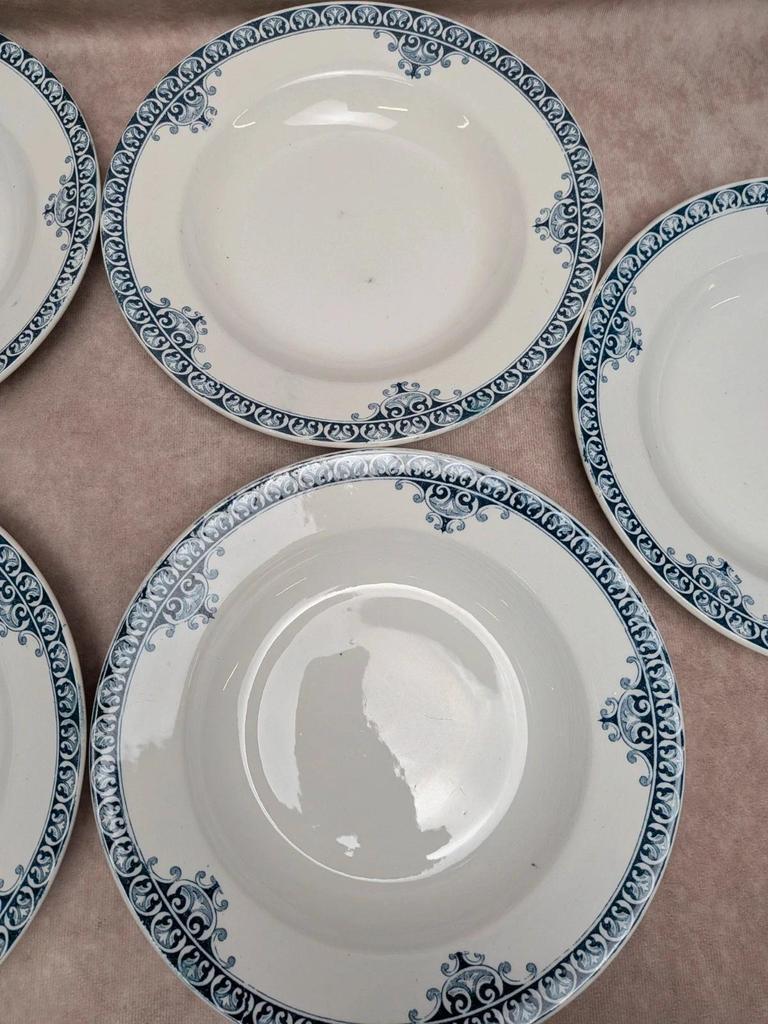Lot de 9 assiettes creuses Terre de Fer St Amand modèle Andrinople