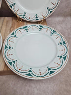 Lot 4 assiettes plates anciennes Badonviller Lunéville modèle Succao vert & brun
