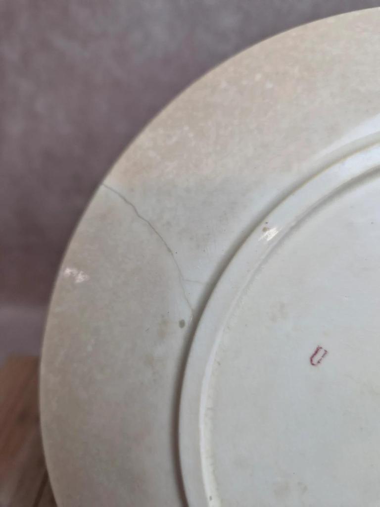 Assiette ancienne Sarreguemines & Digoin modèle Alger rouge – Terre de fer décor floral
