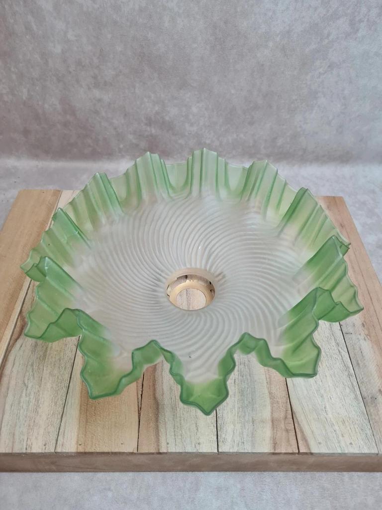 Abat-jour ancien en verre dépoli vert 🍃