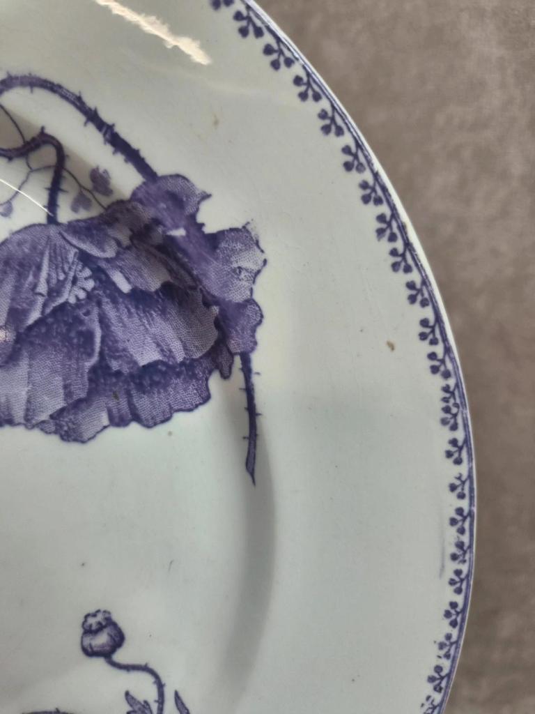 Lot de 2 assiettes plates vintage Sarreguemines Feria – décor coquelicots violets