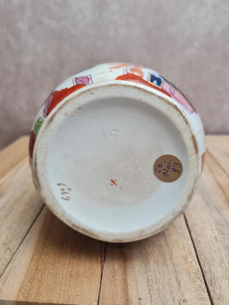 Pichet ancien japonisant Xixe couvercle étain décor Imari