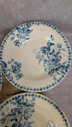 Lot de 5 assiettes creuses anciennes Vieillard & Cie Bordeaux, modèle Clématite