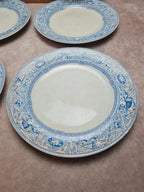 Assiettes terre de fer anglaises 1872 💙 Émile Bourgeois Grand Dépôt Paris – décor bleu rare – lot 8