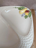 Plat compartiment vintage céramique barbotine fruits Japon