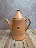 Théière vintage Artichaut I.c.b. France rose pêche et dorures