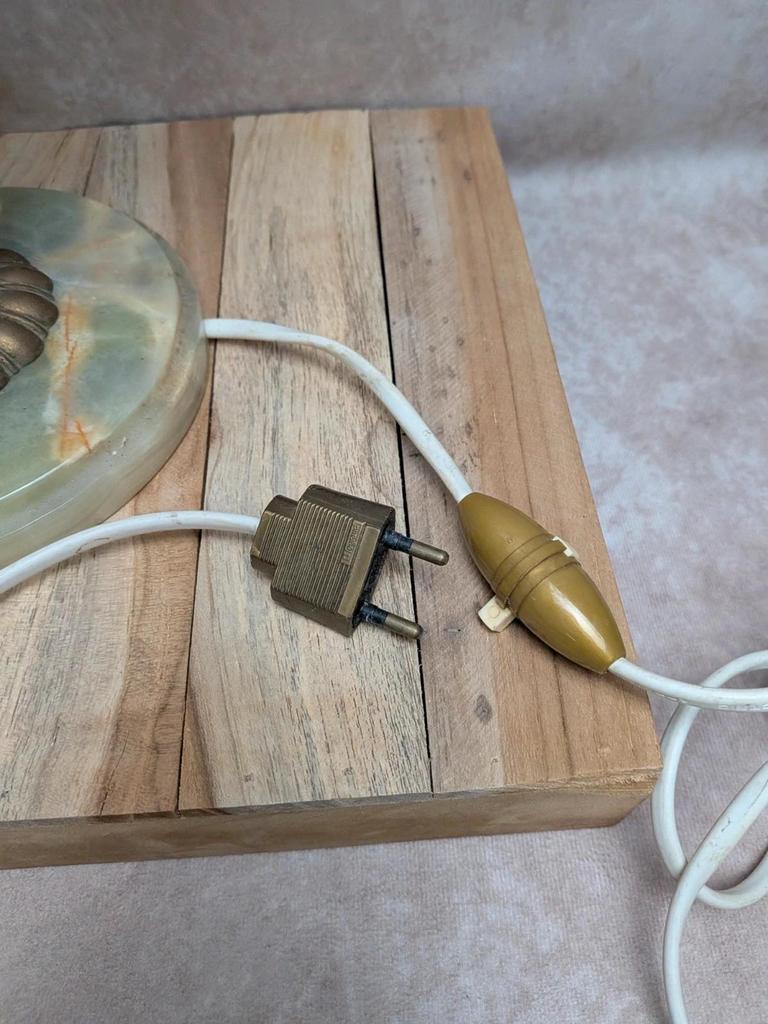 Pied de lampe vintage en onyx et laiton