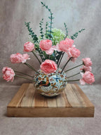 🌸 Pic-fleurs ancien en faïence décor main – oiseau & décor polychrome 🎨