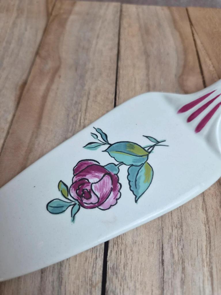 Pelle à tarte ancienne Gien modèle Strasbourg – faïence peinte main