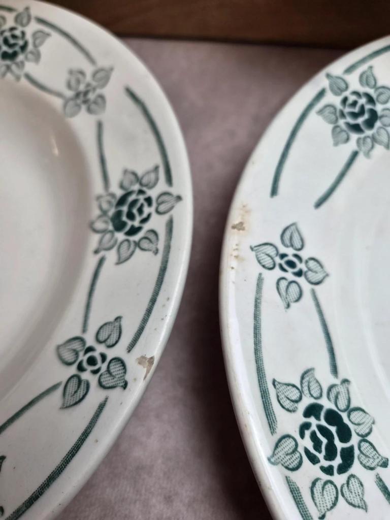 Lot de 6 assiettes creuses anciennes Faïencerie Nouvelle Givors – Modèle Simone – Faïence française
