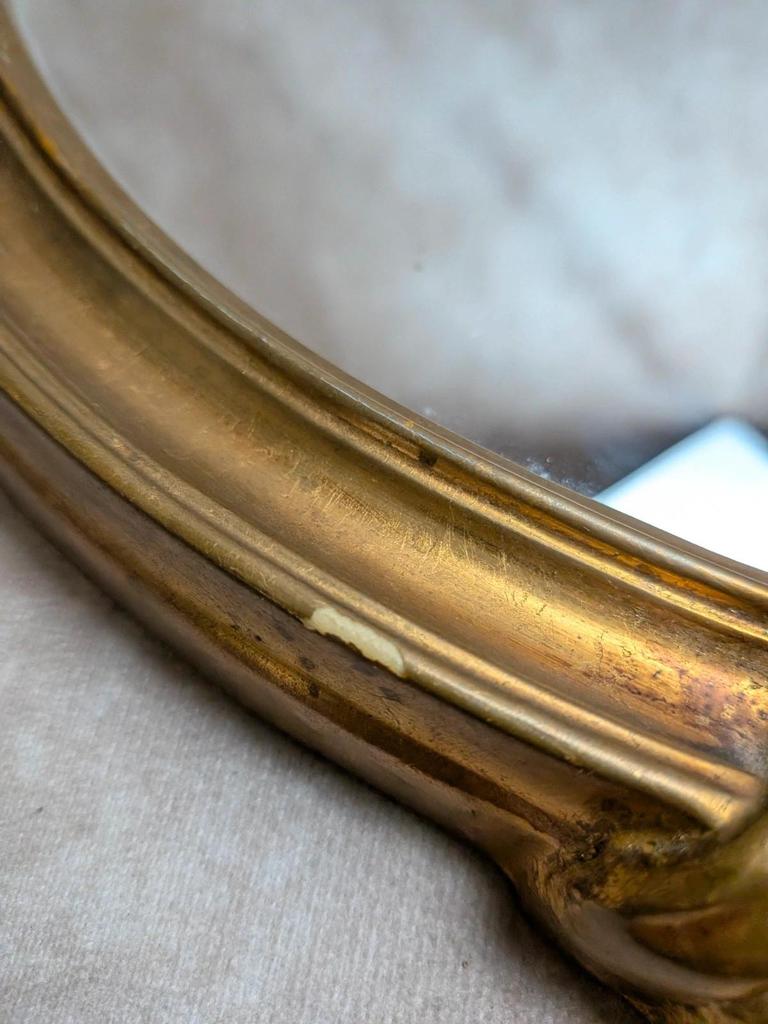 Miroir ovale style Louis Xv doré vintage 60 cm