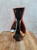 Grand vase vintage Verceram France n°6385 – rouge, brun et noir