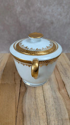 Sucrier ancien en porcelaine de Limoges – décor doré élégant