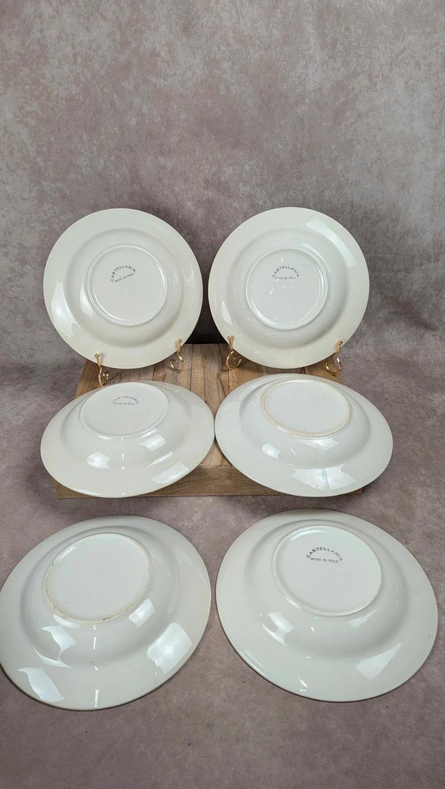 Lot de 6 assiettes creuses Castellania bleu vintage
