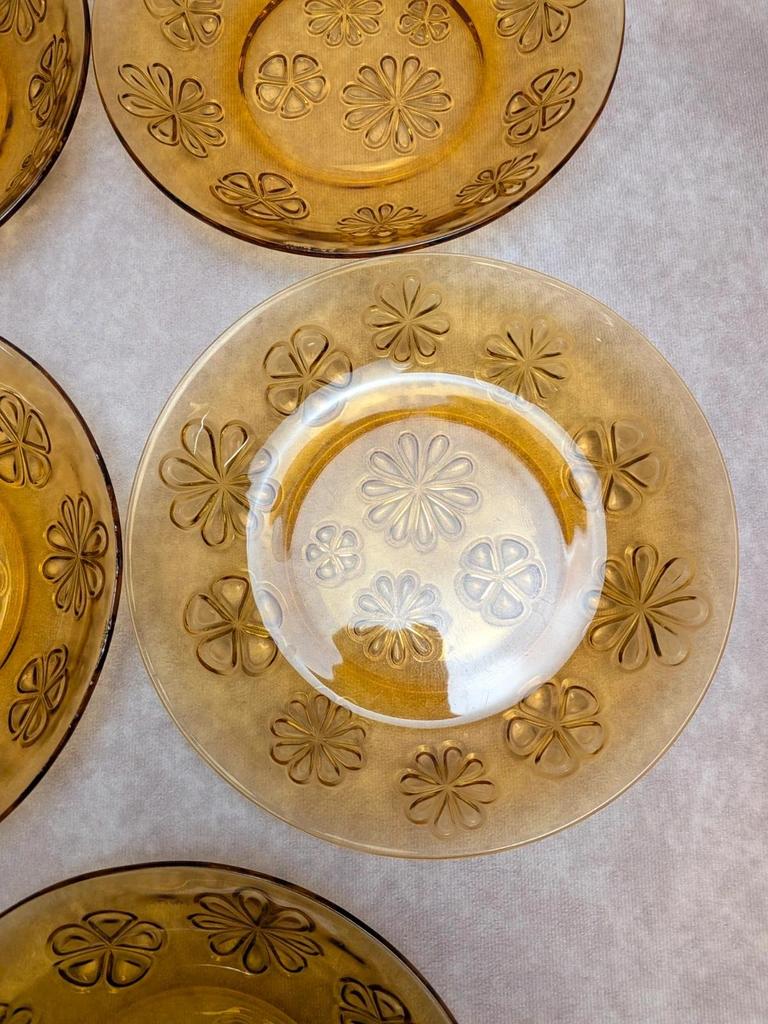 Lot de 5 assiettes creuses vintage Vereco ambre
