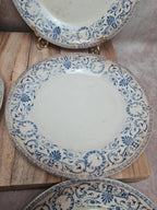 Lot de 9 assiettes dessert anciennes Creil Montereau Marie Louise Terre de Fer bleu