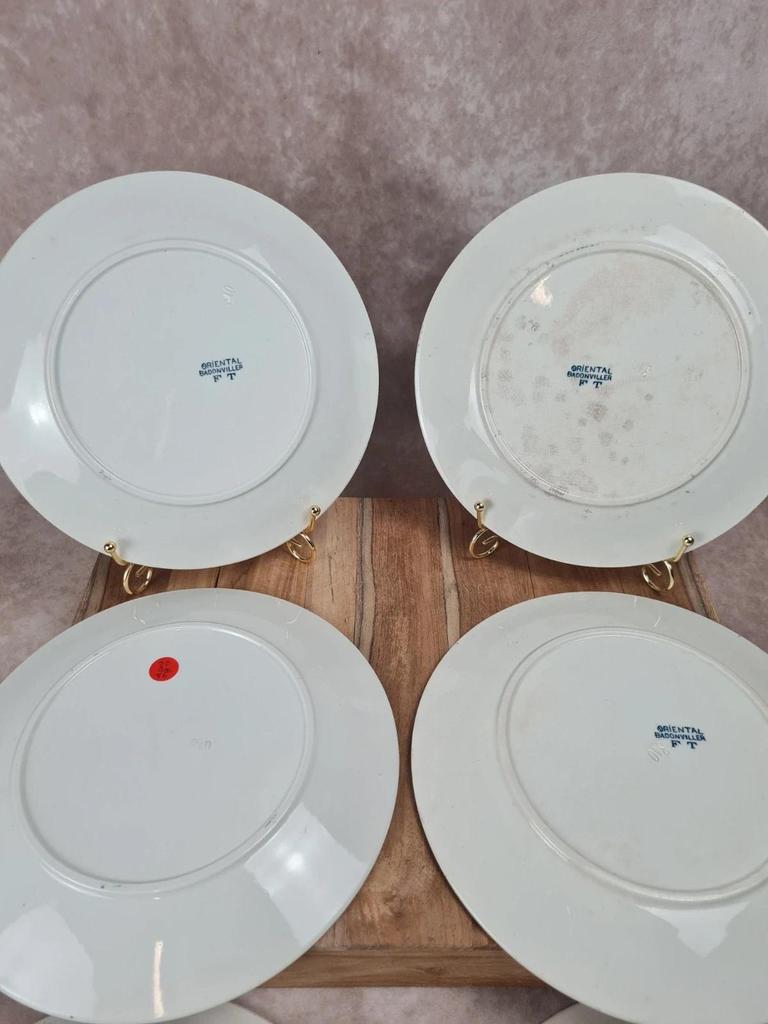 Lot de 6 assiettes plates Badonviller – modèle “oriental” 🩵