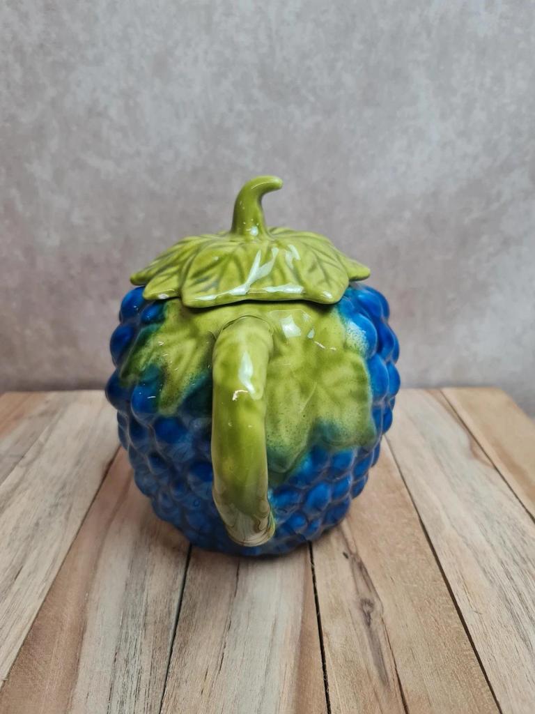 Théière barbotine raisins bleus vintage Italie 🍇