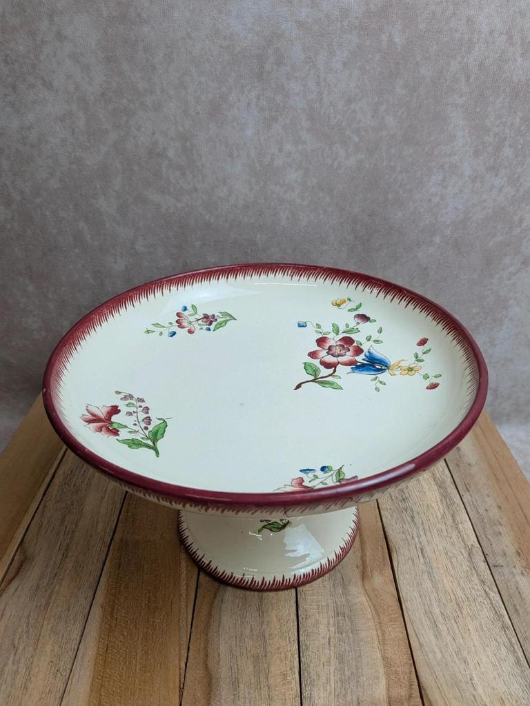 Compotier ancien Sarreguemines – modèle Strasbourg – décor floral