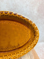 Plat ovale vintage Sarreguemines brun caramel