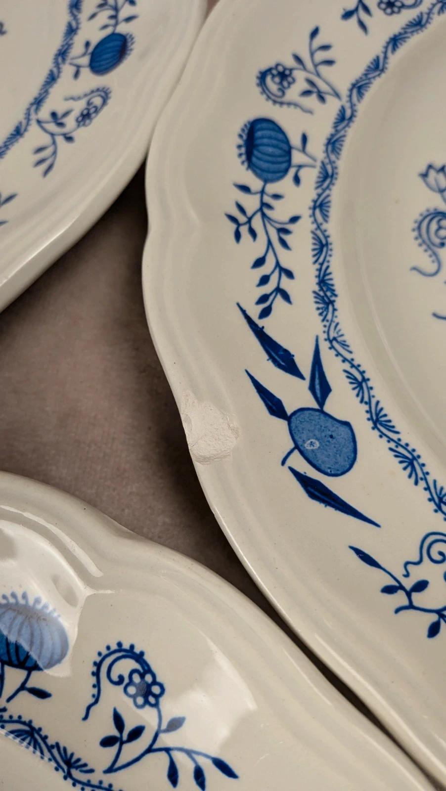 Lot de 3 assiettes plates Lunéville décor bleu traditionnel