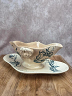 Saucière ancienne Gien Iris terre de fer fin Xixe siècle