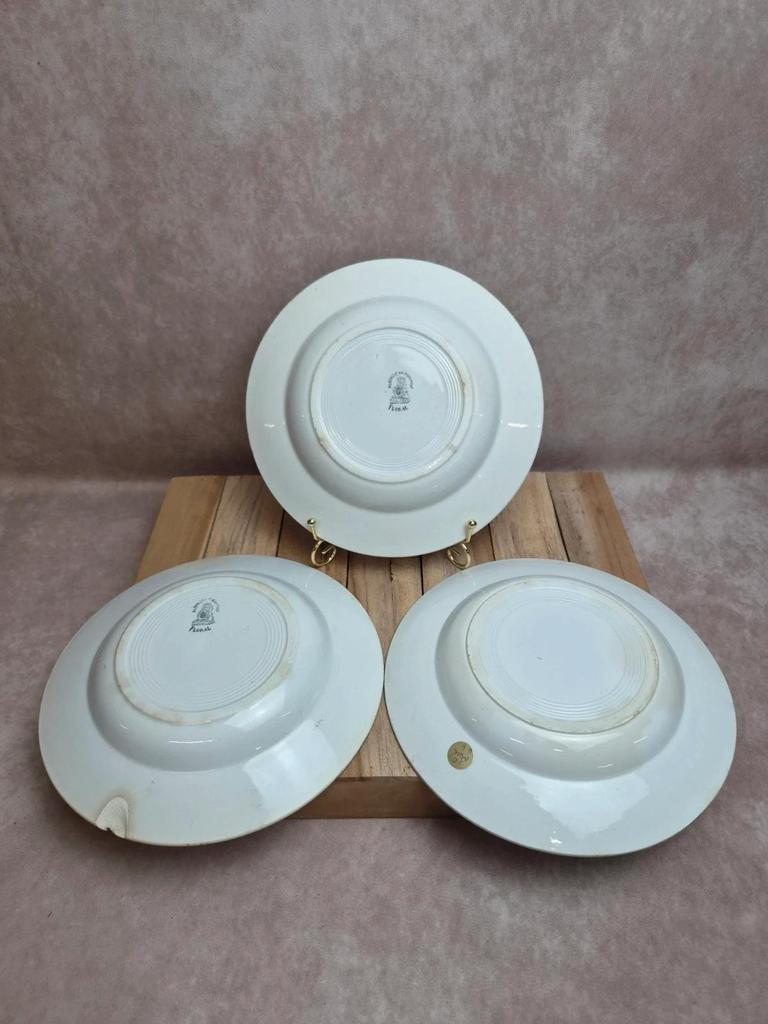 Lot 3 assiettes creuses Terre de Fer A. Lebacqz & M. Bouchart Floral