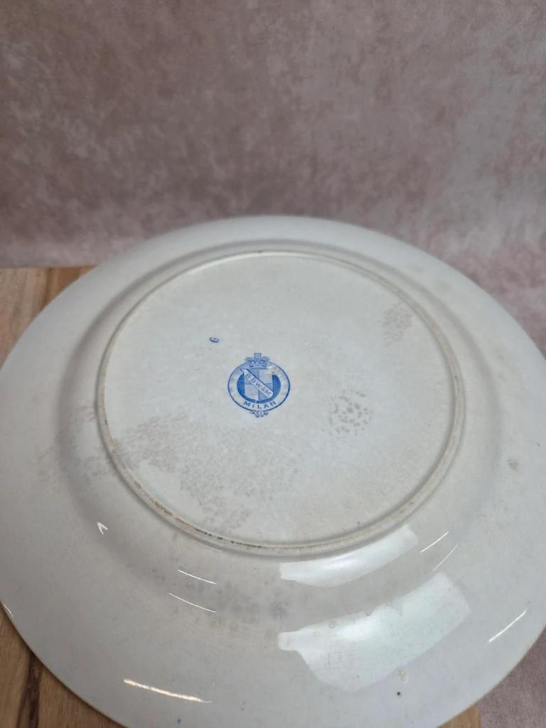 Lot de 4 assiettes plates anciennes anglaises B.p.w.&m. Milan – Terre de fer