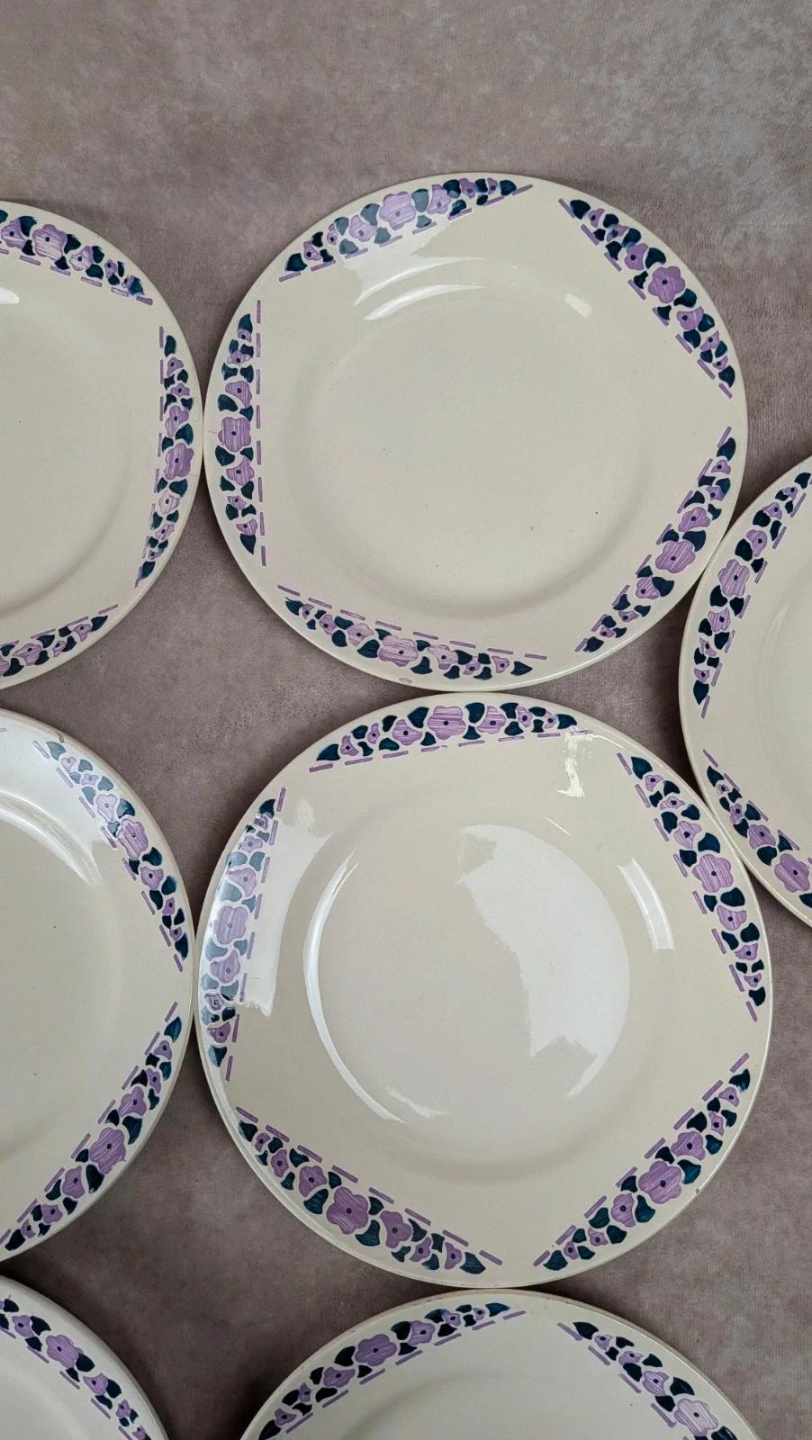 Lot 9 assiettes plates Longchamp Terre de Fer modèle Cannes