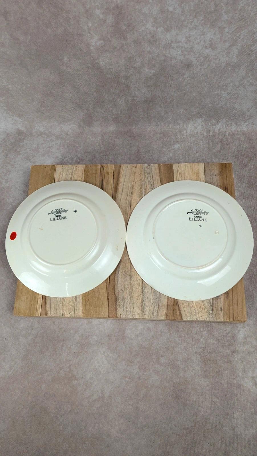 Lot de 2 assiettes plates Sarreguemines modèle Liliane