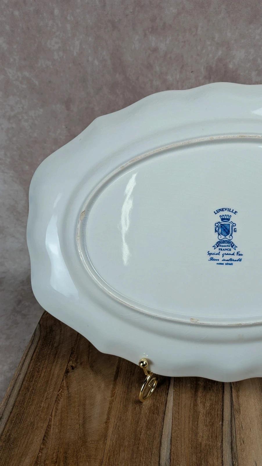 Plat ovale ancien Lunéville – Modèle The Cottage –