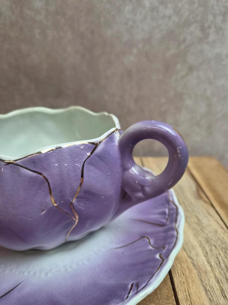 2 grandes tasses à petit déjeuner / chocolat Kg Lunéville avec soucoupes