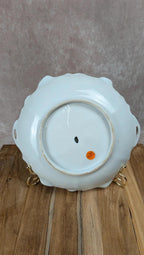 Plat décoratif ancien en porcelaine chinoise – dorures & décor polychrome