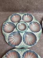 Lot de 5 assiettes à huîtres Digoin Sarreguemines n°32 – Majolique ancienne