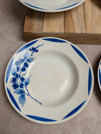 Lot de 4 assiettes Terre de fer Fp Granville – Décor bleu Art déco