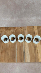 Lot de 5 coquetiers en porcelaine bleu et or – vintage élégant