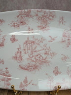 Plat rectangulaire Churchill décor toile de Jouy rouge –