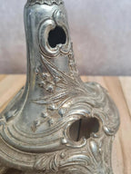 Coupe ancienne Art nouveau en métal argenté et verre opalin violine 🌿