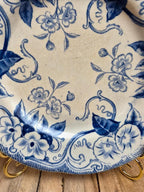 Assiette à dessert ancienne Creil et Montereau modèle Flora bleu