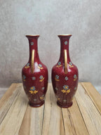 Paire de vases Sarreguemines modèle 1729 – vers 1895 – dépôt Émile Bourgeois – pièce rare