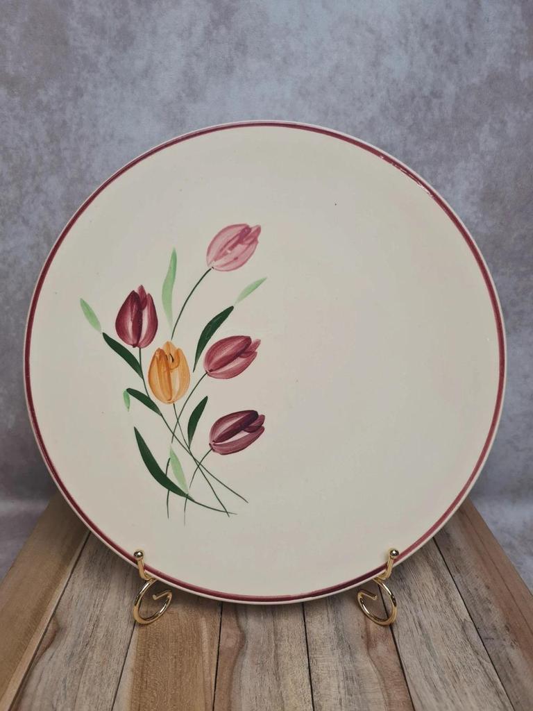 Grand plat Longchamp modèle Tulipes peint main diamètre 32 cm 🌷