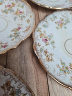 Lot de 7 coupelles anciennes porcelaine anglaise décor floral doré 🌸