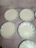 12 assiettes plates Terre de fer Salins décor bleu nuagé