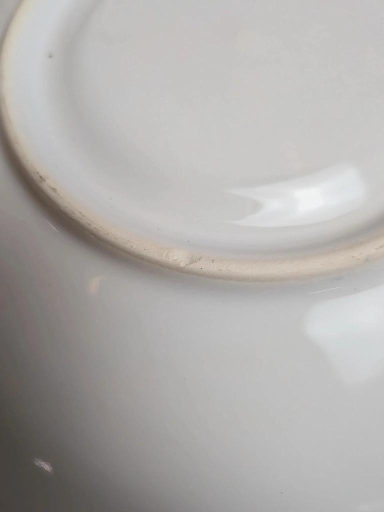 Lot de 2 assiettes à dessert vintage en céramique blanche et bleu céladon