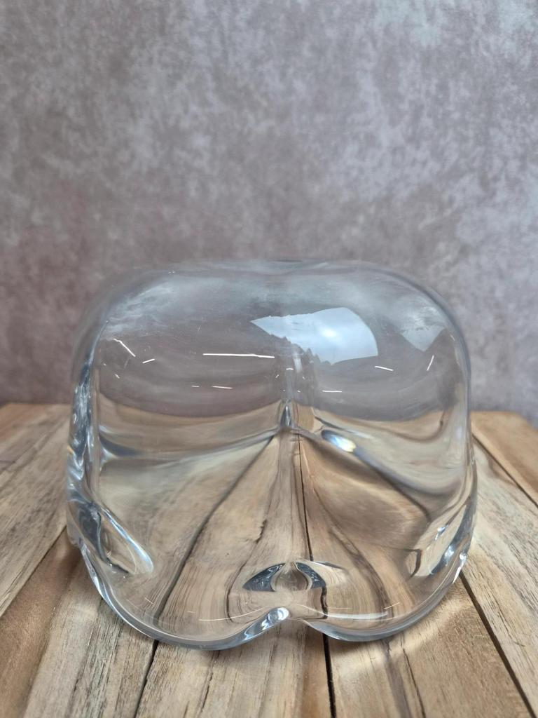 Grande coupe en cristal massif Kosta signée – design scandinave vintage