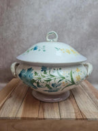 Soupière ancienne terre de fer St Amand Lebacqz Bouchard décor pavot polychrome 💙🌿