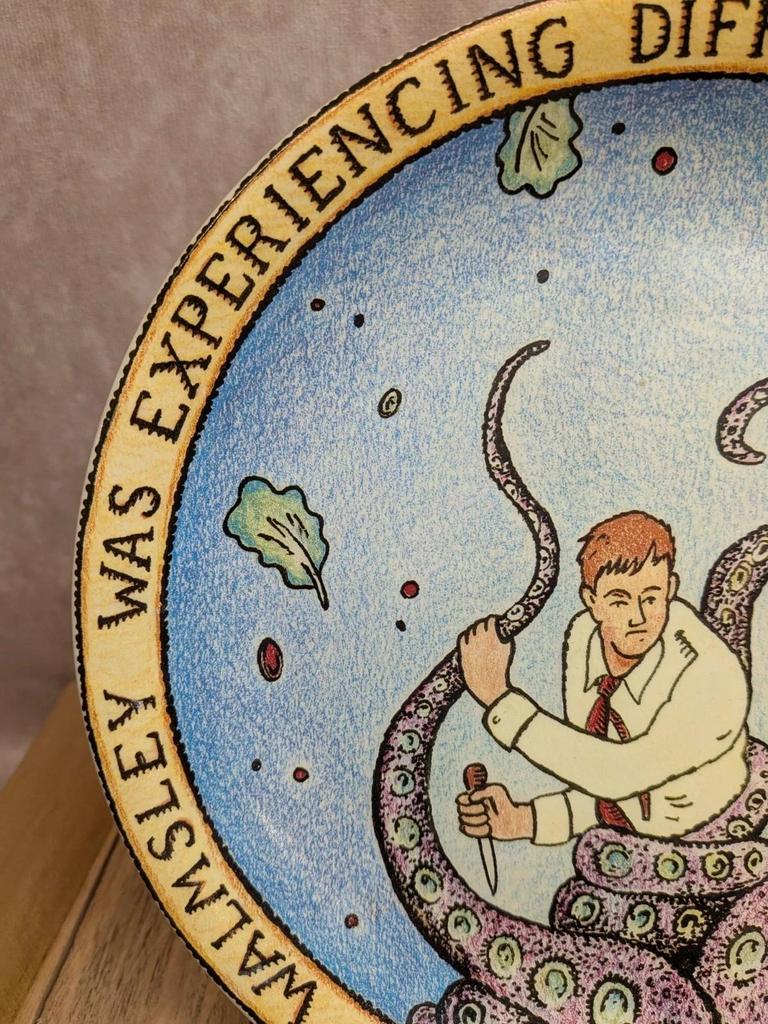 Assiette murale humoristique Glen Baxter Poole Pottery Angleterre
