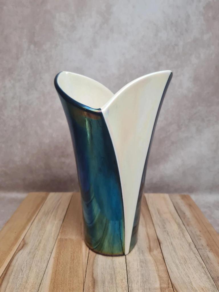 Vase Verceram vintage bicolore irisé années 50/60